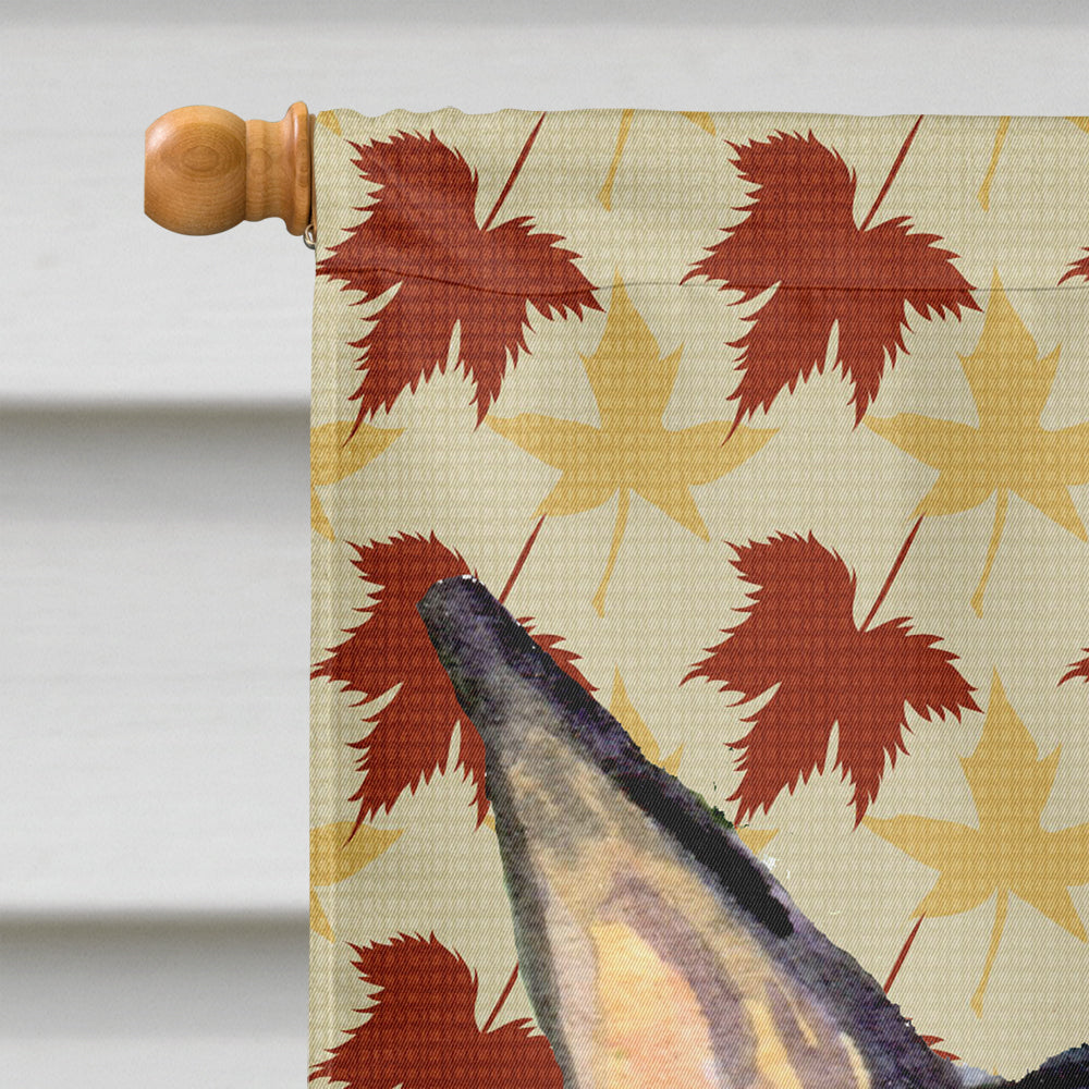 Doberman Fall Leaves Portrait House Flag 28x40 Porch Sleeve Pole Decorative Outside Yard Banner Artwork Wall Hanging, Polyester