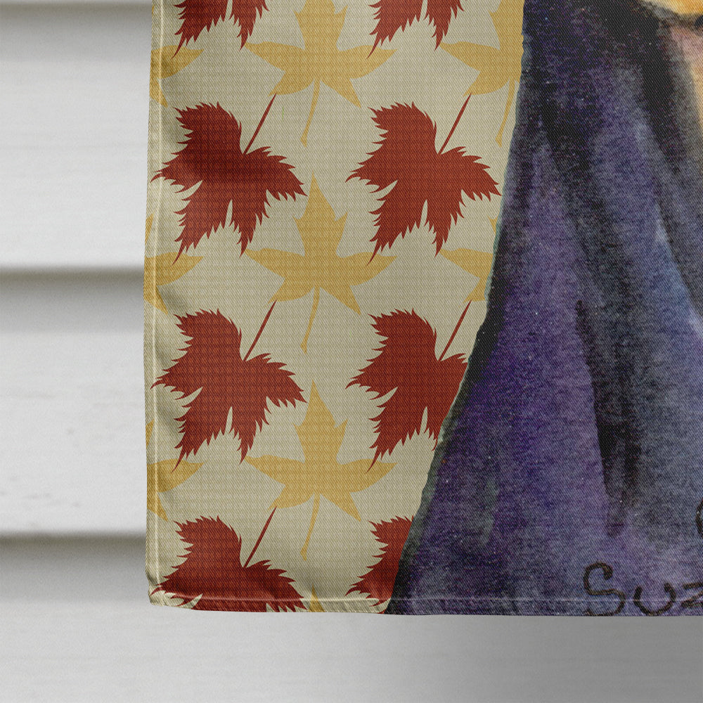 Doberman Fall Leaves Portrait House Flag 28x40 Porch Sleeve Pole Decorative Outside Yard Banner Artwork Wall Hanging, Polyester