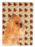 Brussels Griffon Fall Leaves Portrait House Flag 28x40 Porch Sleeve Pole Decorative Outside Yard Banner Artwork Wall Hanging, Polyester