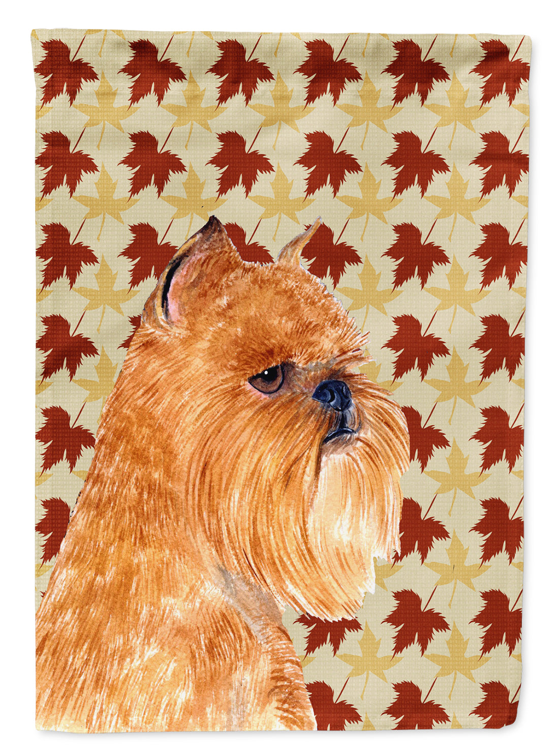Brussels Griffon Fall Leaves Portrait House Flag 28x40 Porch Sleeve Pole Decorative Outside Yard Banner Artwork Wall Hanging, Polyester