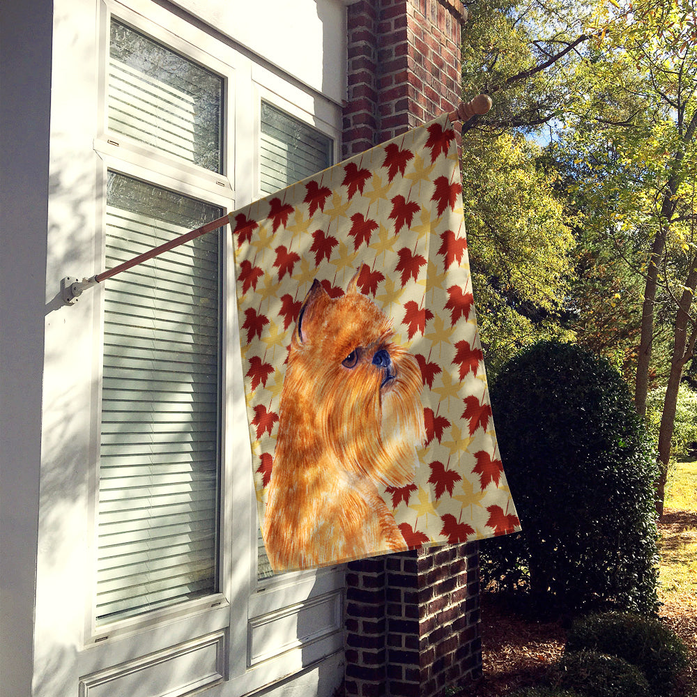 Brussels Griffon Fall Leaves Portrait House Flag 28x40 Porch Sleeve Pole Decorative Outside Yard Banner Artwork Wall Hanging, Polyester