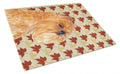 Brussels Griffon Fall Leaves Portrait Cutting Board Tempered Glass Kitchen Cutting Surface, Heat Resistant Chopping, Non-Slip Feet, Food Prep & Serving