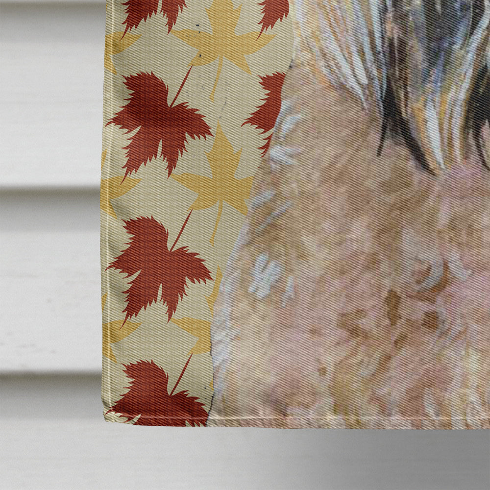Wheaten Terrier Soft Coated Fall Leaves Portrait House Flag 28x40 Porch Sleeve Pole Decorative Outside Yard Banner Artwork Wall Hanging, Polyester