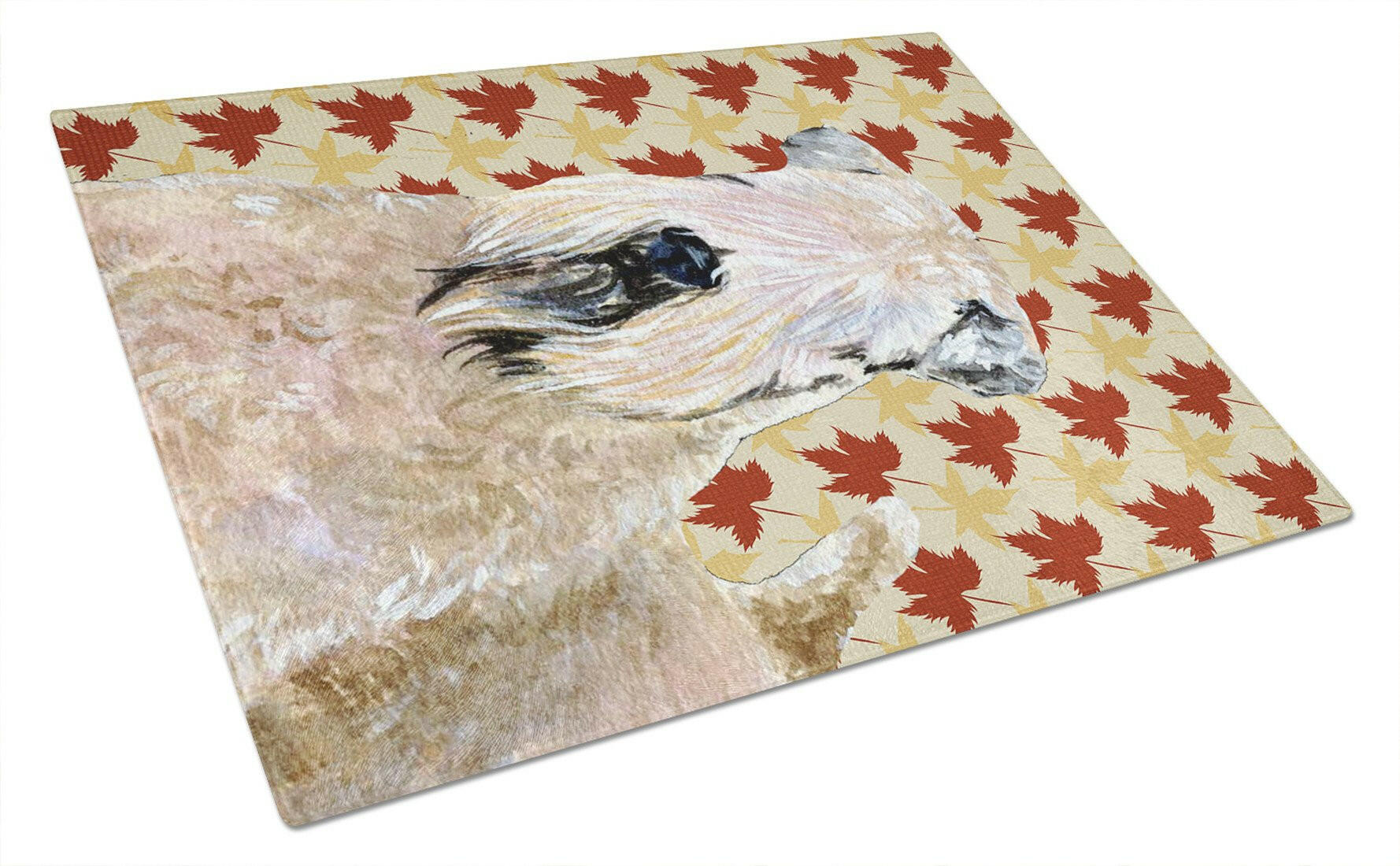 Wheaten Terrier Soft Coated Fall Leaves Portrait Cutting Board Tempered Glass Kitchen Cutting Surface, Heat Resistant Chopping, Non-Slip Feet, Food Prep & Serving
