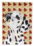 Dalmatian Fall Leaves Portrait House Flag 28x40 Porch Sleeve Pole Decorative Outside Yard Banner Artwork Wall Hanging, Polyester