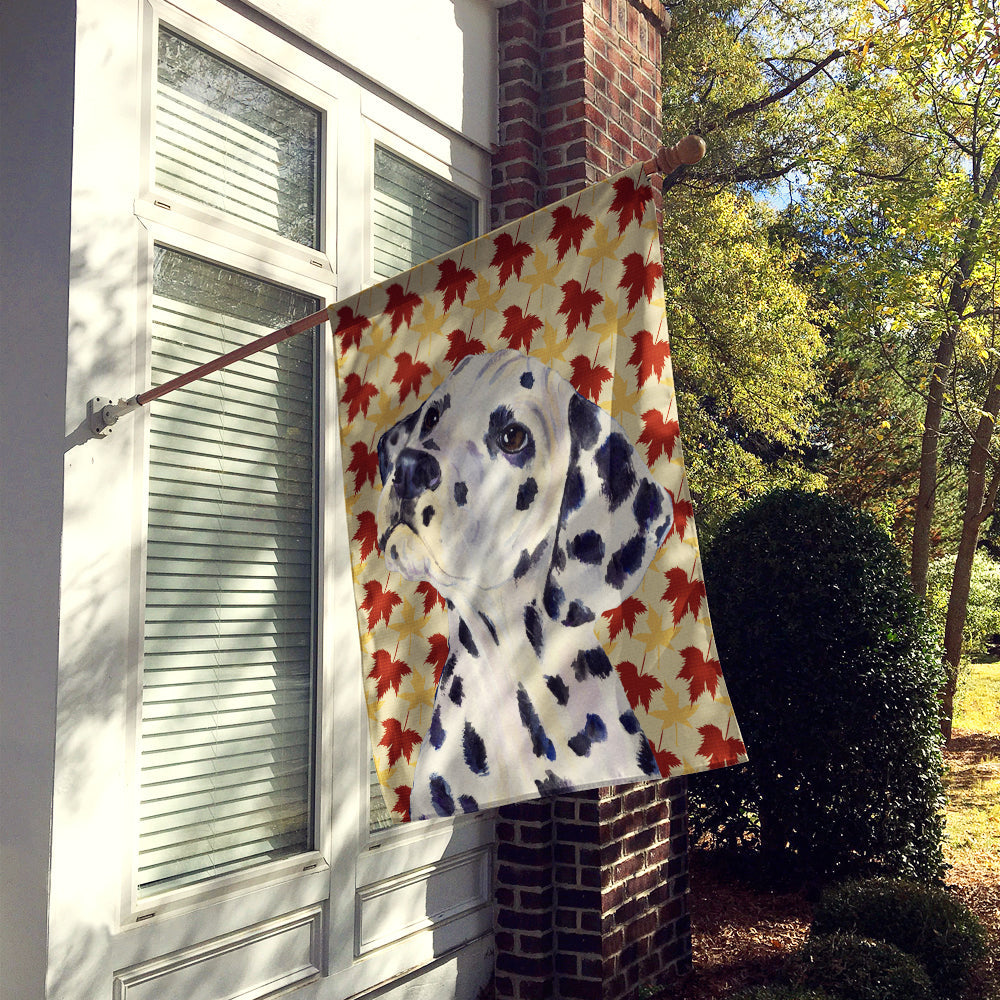 Dalmatian Fall Leaves Portrait House Flag 28x40 Porch Sleeve Pole Decorative Outside Yard Banner Artwork Wall Hanging, Polyester