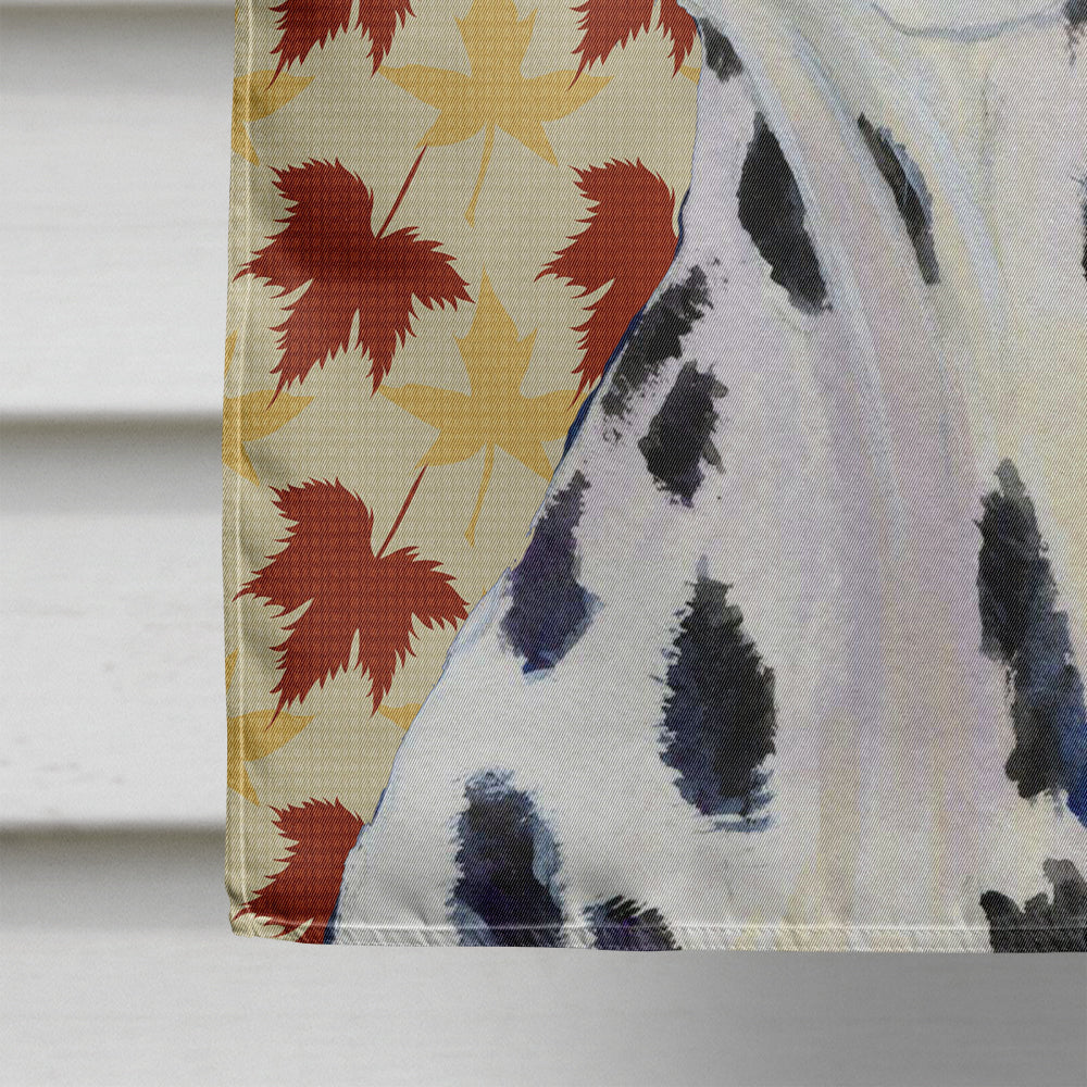 Dalmatian Fall Leaves Portrait House Flag 28x40 Porch Sleeve Pole Decorative Outside Yard Banner Artwork Wall Hanging, Polyester