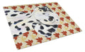 Dalmatian Fall Leaves Portrait Cutting Board Tempered Glass Kitchen Cutting Surface, Heat Resistant Chopping, Non-Slip Feet, Food Prep & Serving