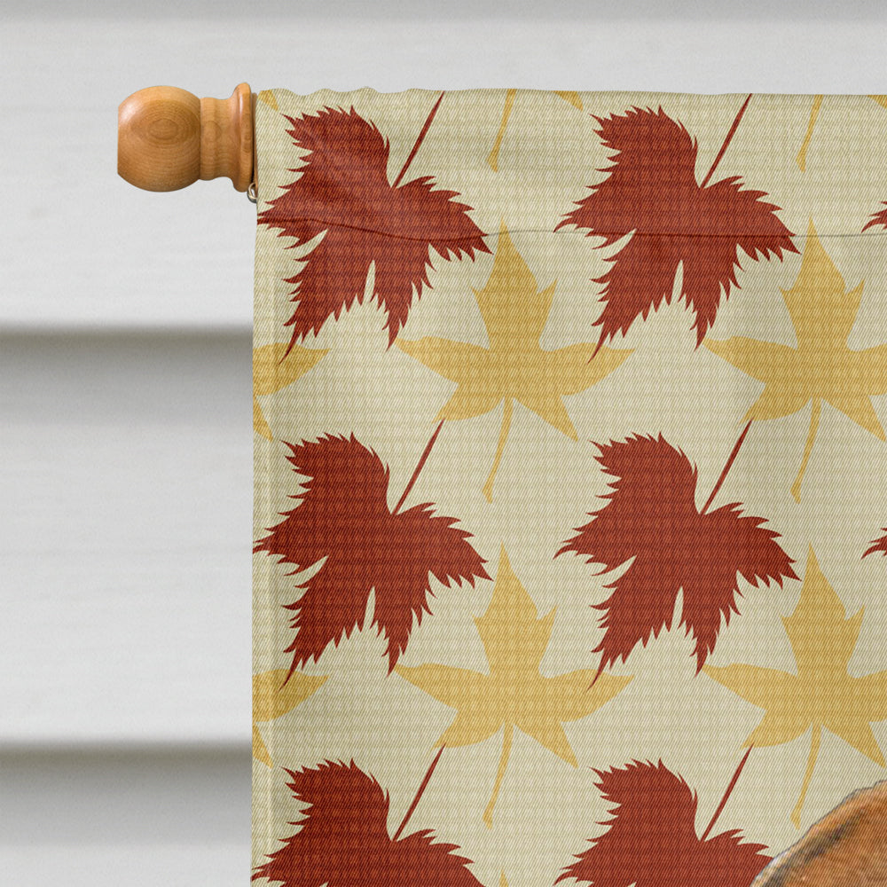 Bulldog English Fall Leaves Portrait House Flag 28x40 Porch Sleeve Pole Decorative Outside Yard Banner Artwork Wall Hanging, Polyester