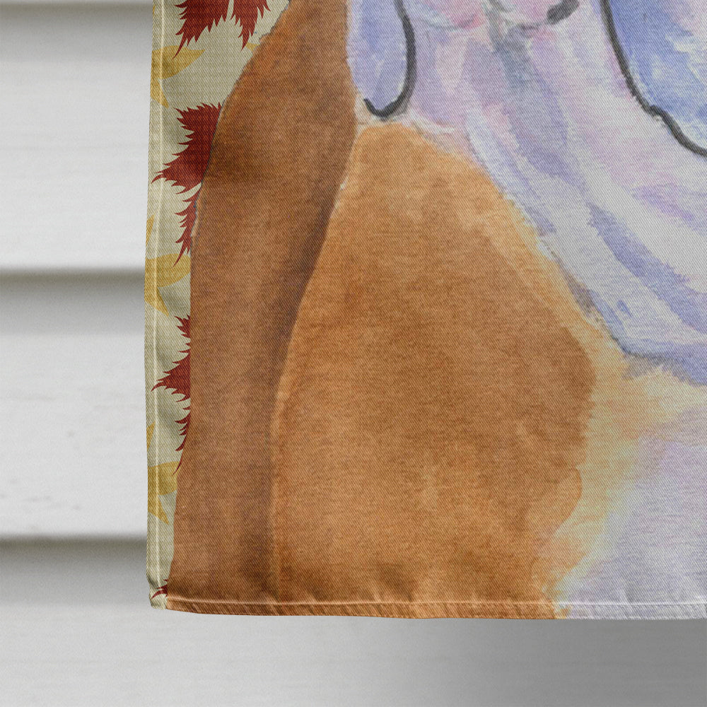 Bulldog English Fall Leaves Portrait House Flag 28x40 Porch Sleeve Pole Decorative Outside Yard Banner Artwork Wall Hanging, Polyester