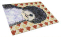 Portuguese Water Dog Fall Leaves Portrait Cutting Board Tempered Glass Kitchen Cutting Surface, Heat Resistant Chopping, Non-Slip Feet, Food Prep & Serving