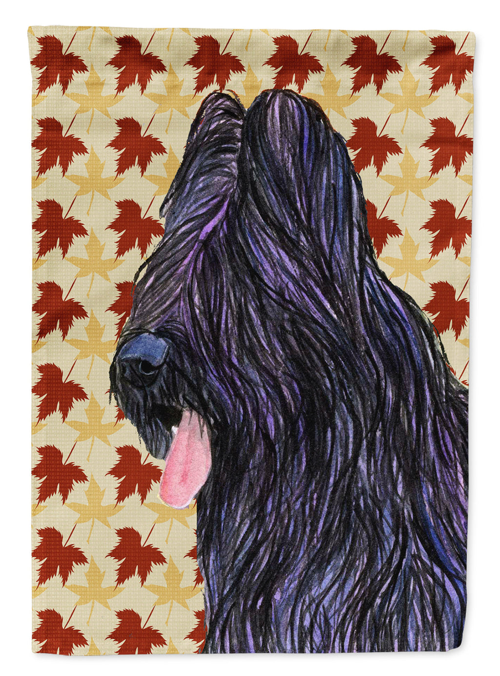 Briard Fall Leaves Portrait House Flag 28x40 Porch Sleeve Pole Decorative Outside Yard Banner Artwork Wall Hanging, Polyester