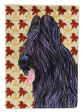Briard Fall Leaves Portrait House Flag 28x40 Porch Sleeve Pole Decorative Outside Yard Banner Artwork Wall Hanging, Polyester