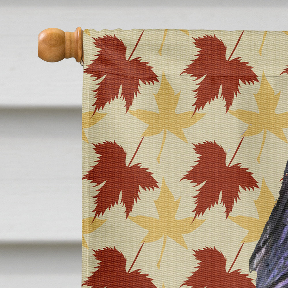 Briard Fall Leaves Portrait House Flag 28x40 Porch Sleeve Pole Decorative Outside Yard Banner Artwork Wall Hanging, Polyester