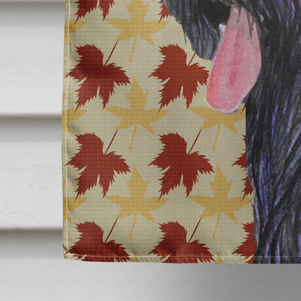 Briard Fall Leaves Portrait House Flag 28x40 Porch Sleeve Pole Decorative Outside Yard Banner Artwork Wall Hanging, Polyester