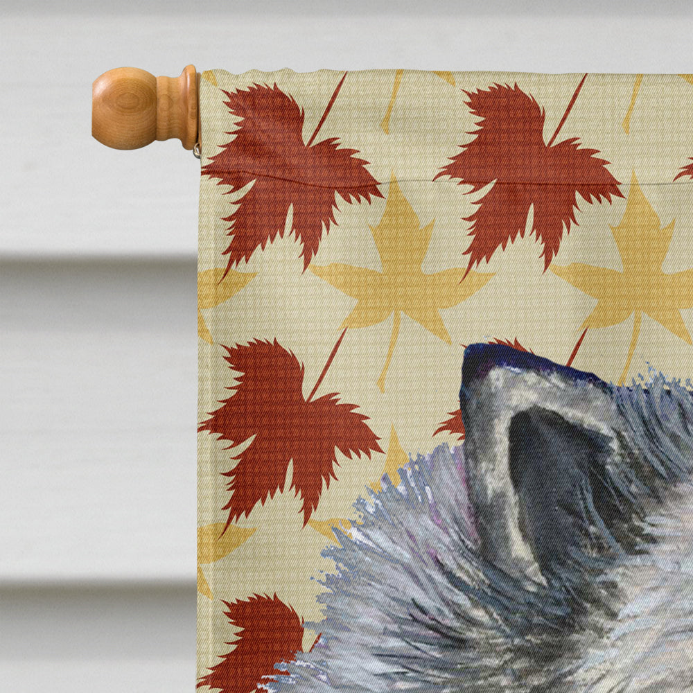 Keeshond Fall Leaves Portrait House Flag 28x40 Porch Sleeve Pole Decorative Outside Yard Banner Artwork Wall Hanging, Polyester