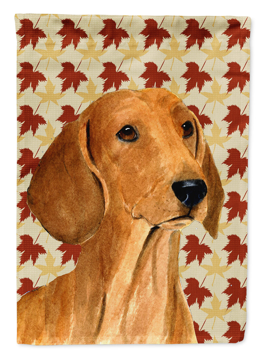 Dachshund Fall Leaves Portrait House Flag 28x40 Porch Sleeve Pole Decorative Outside Yard Banner Artwork Wall Hanging, Polyester