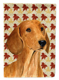 Dachshund Fall Leaves Portrait House Flag 28x40 Porch Sleeve Pole Decorative Outside Yard Banner Artwork Wall Hanging, Polyester