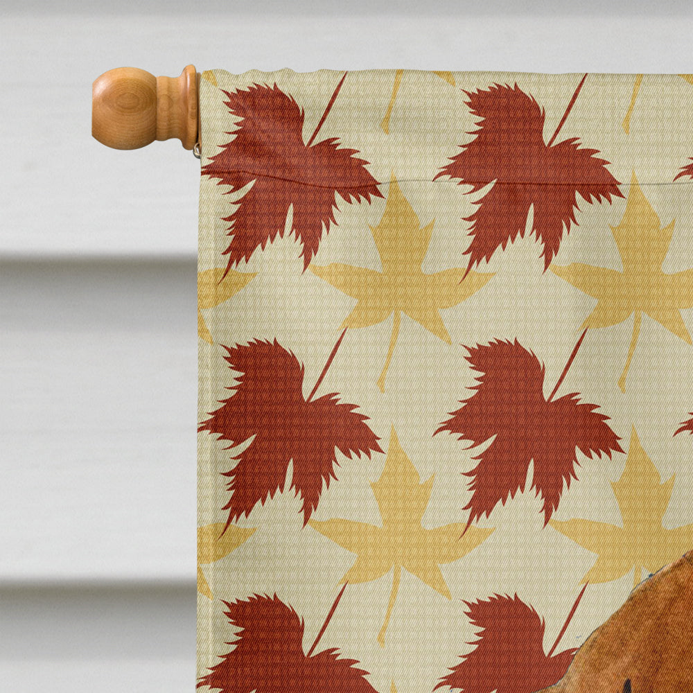 Dachshund Fall Leaves Portrait House Flag 28x40 Porch Sleeve Pole Decorative Outside Yard Banner Artwork Wall Hanging, Polyester