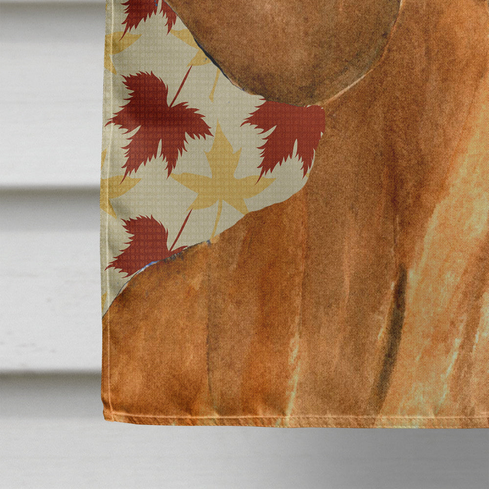 Dachshund Fall Leaves Portrait House Flag 28x40 Porch Sleeve Pole Decorative Outside Yard Banner Artwork Wall Hanging, Polyester