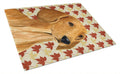 Dachshund Fall Leaves Portrait Cutting Board Tempered Glass Kitchen Cutting Surface, Heat Resistant Chopping, Non-Slip Feet, Food Prep & Serving