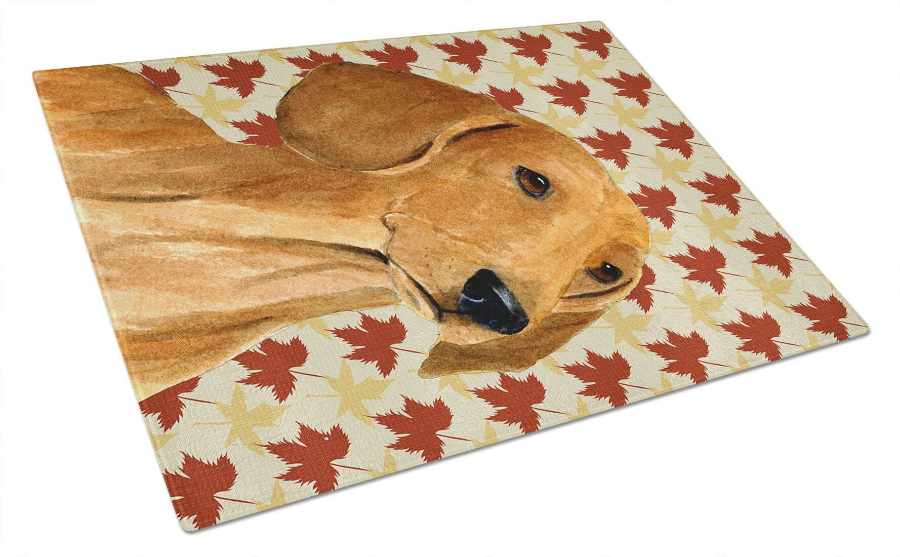 Dachshund Fall Leaves Portrait Cutting Board Tempered Glass Kitchen Cutting Surface, Heat Resistant Chopping, Non-Slip Feet, Food Prep & Serving