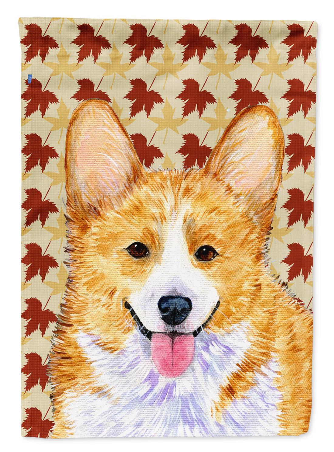 Corgi Fall Leaves Portrait House Flag 28x40 Porch Sleeve Pole Decorative Outside Yard Banner Artwork Wall Hanging, Polyester