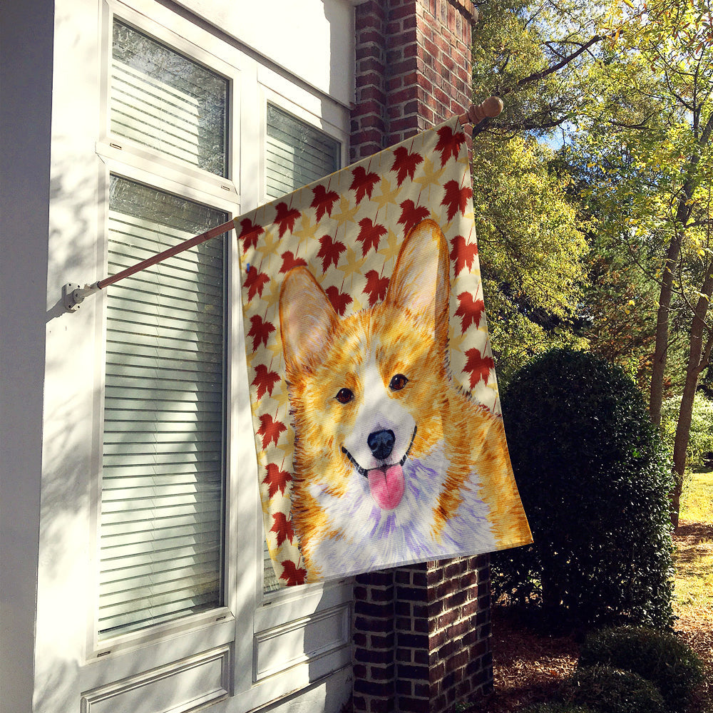 Corgi Fall Leaves Portrait House Flag 28x40 Porch Sleeve Pole Decorative Outside Yard Banner Artwork Wall Hanging, Polyester