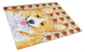 Corgi Fall Leaves Portrait Cutting Board Tempered Glass Kitchen Cutting Surface, Heat Resistant Chopping, Non-Slip Feet, Food Prep & Serving