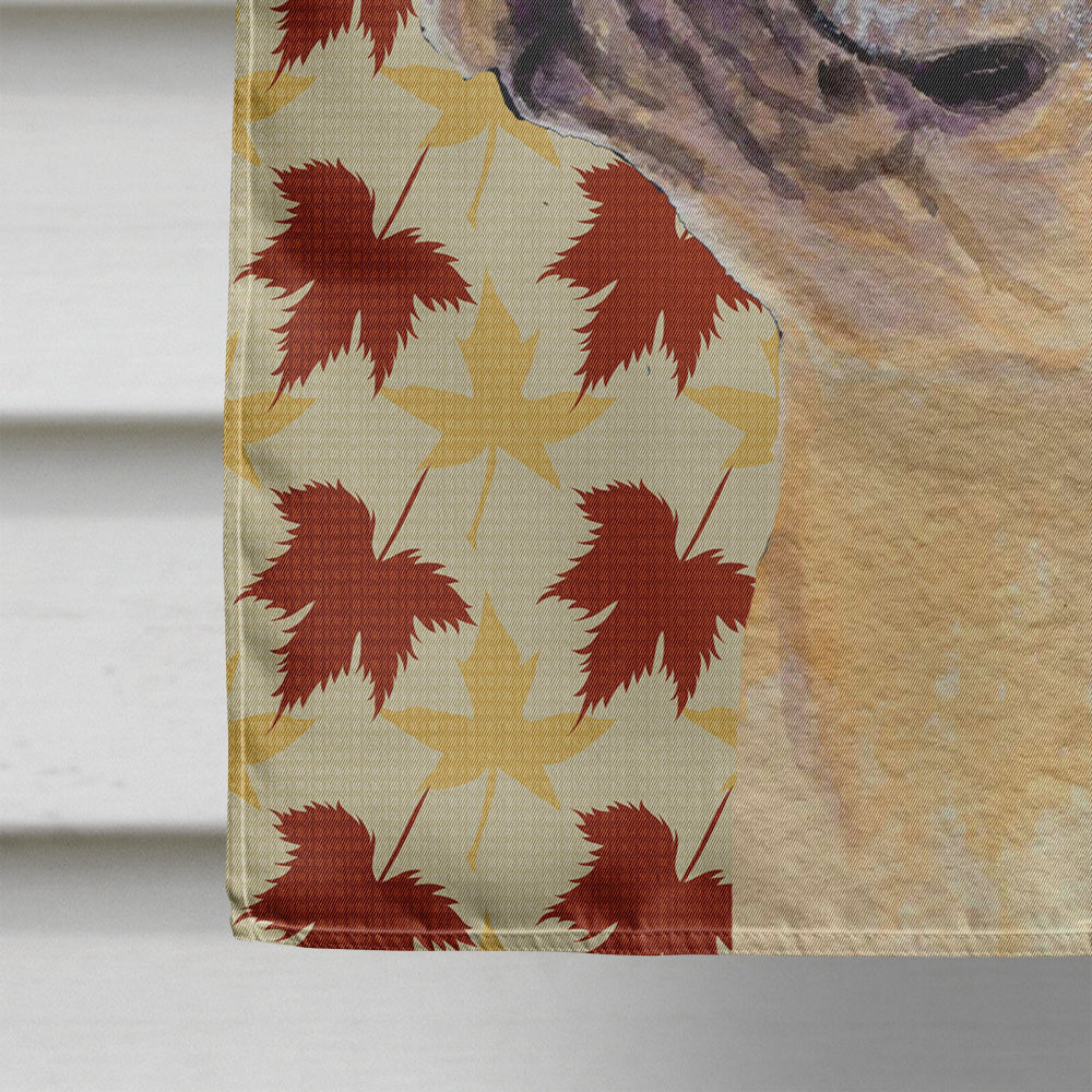 French Bulldog Fall Leaves Portrait House Flag 28x40 Porch Sleeve Pole Decorative Outside Yard Banner Artwork Wall Hanging, Polyester