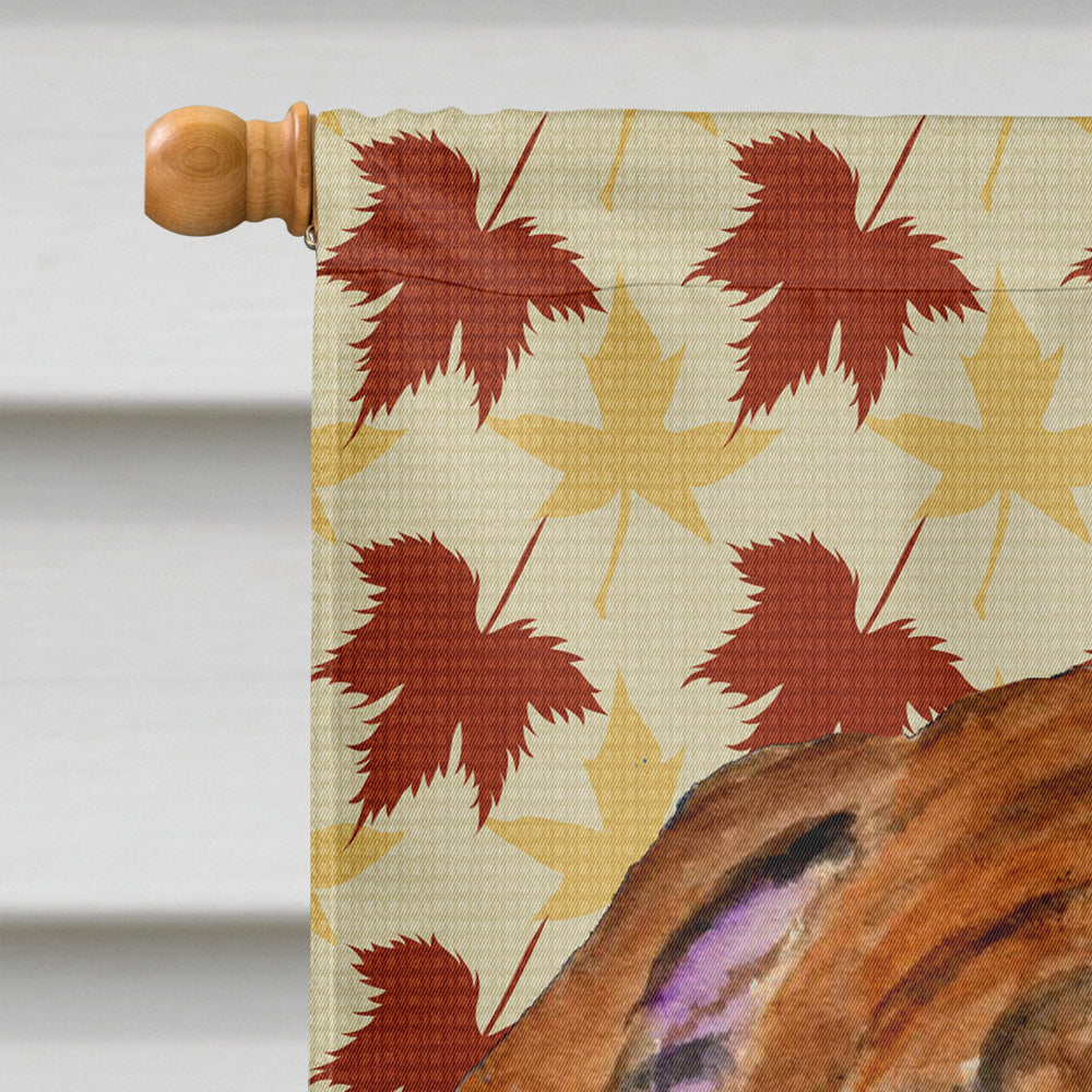 Bulldog English Fall Leaves Portrait House Flag 28x40 Porch Sleeve Pole Decorative Outside Yard Banner Artwork Wall Hanging, Polyester