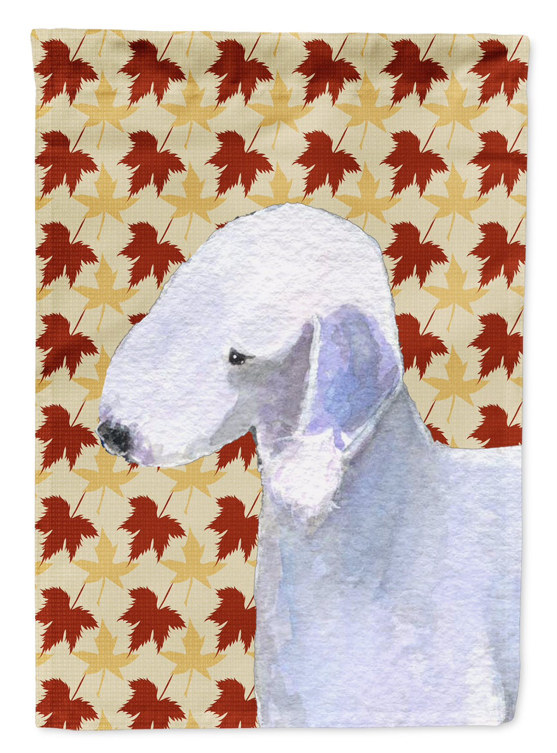 Bedlington Terrier Fall Leaves Portrait House Flag 28x40 Porch Sleeve Pole Decorative Outside Yard Banner Artwork Wall Hanging, Polyester