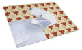 Bedlington Terrier Fall Leaves Portrait Cutting Board Tempered Glass Kitchen Cutting Surface, Heat Resistant Chopping, Non-Slip Feet, Food Prep & Serving