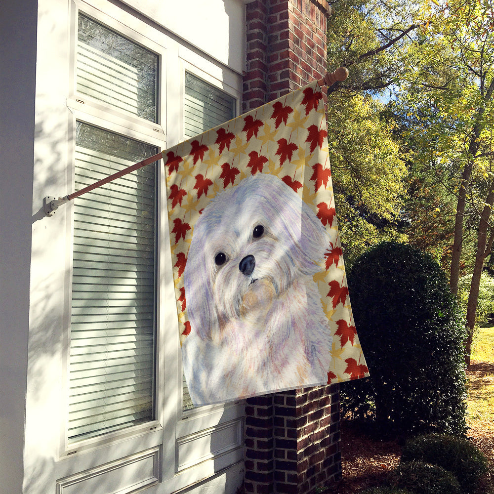 Maltese Fall Leaves Portrait House Flag 28x40 Porch Sleeve Pole Decorative Outside Yard Banner Artwork Wall Hanging, Polyester