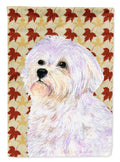 Maltese Fall Leaves Portrait House Flag 28x40 Porch Sleeve Pole Decorative Outside Yard Banner Artwork Wall Hanging, Polyester
