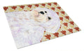 Maltese Fall Leaves Portrait Cutting Board Tempered Glass Kitchen Cutting Surface, Heat Resistant Chopping, Non-Slip Feet, Food Prep & Serving