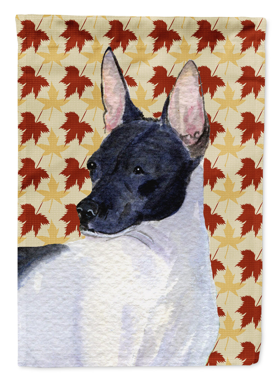Rat Terrier Fall Leaves Portrait House Flag 28x40 Porch Sleeve Pole Decorative Outside Yard Banner Artwork Wall Hanging, Polyester