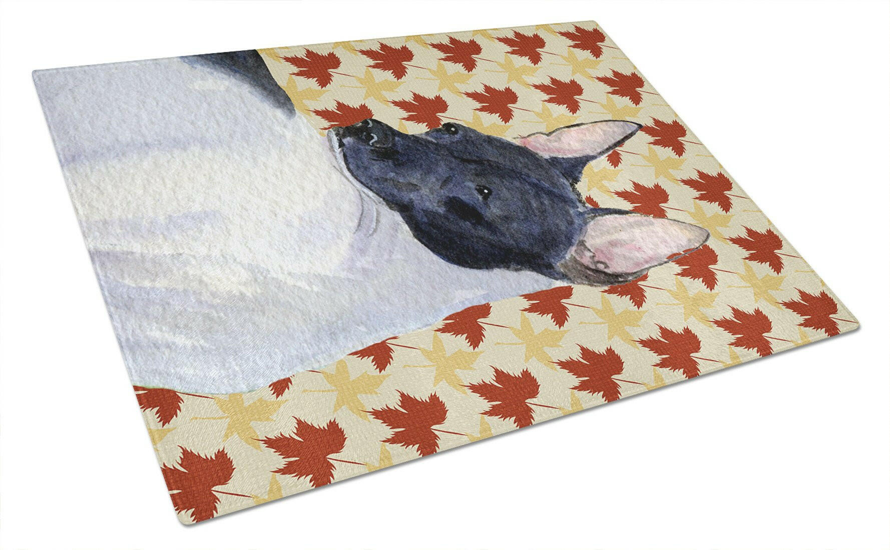Rat Terrier Fall Leaves Portrait Cutting Board Tempered Glass Kitchen Cutting Surface, Heat Resistant Chopping, Non-Slip Feet, Food Prep & Serving