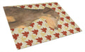 Doberman Fall Leaves Portrait Cutting Board Tempered Glass Kitchen Cutting Surface, Heat Resistant Chopping, Non-Slip Feet, Food Prep & Serving