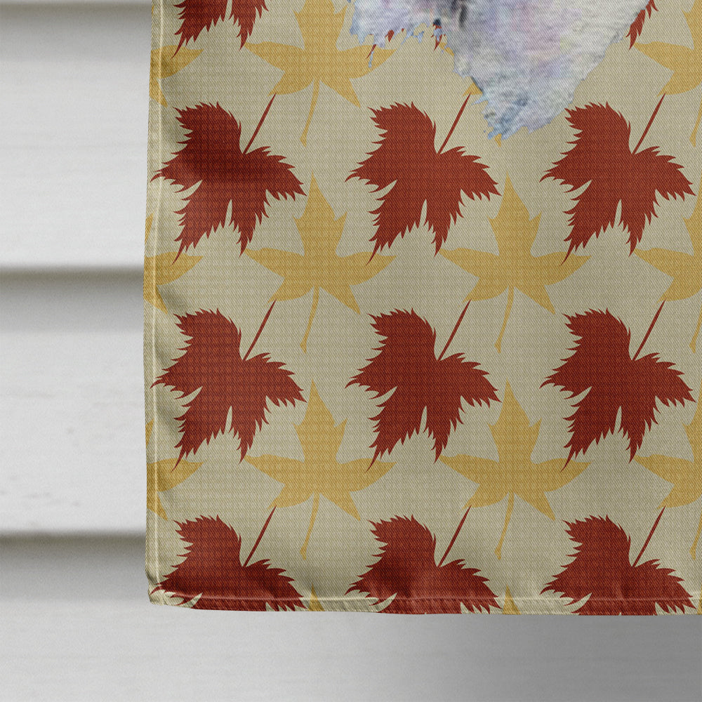 Fox Terrier Fall Leaves Portrait House Flag 28x40 Porch Sleeve Pole Decorative Outside Yard Banner Artwork Wall Hanging, Polyester