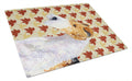 Fox Terrier Fall Leaves Portrait Cutting Board Tempered Glass Kitchen Cutting Surface, Heat Resistant Chopping, Non-Slip Feet, Food Prep & Serving