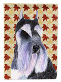 Schnauzer Fall Leaves Portrait House Flag 28x40 Porch Sleeve Pole Decorative Outside Yard Banner Artwork Wall Hanging, Polyester
