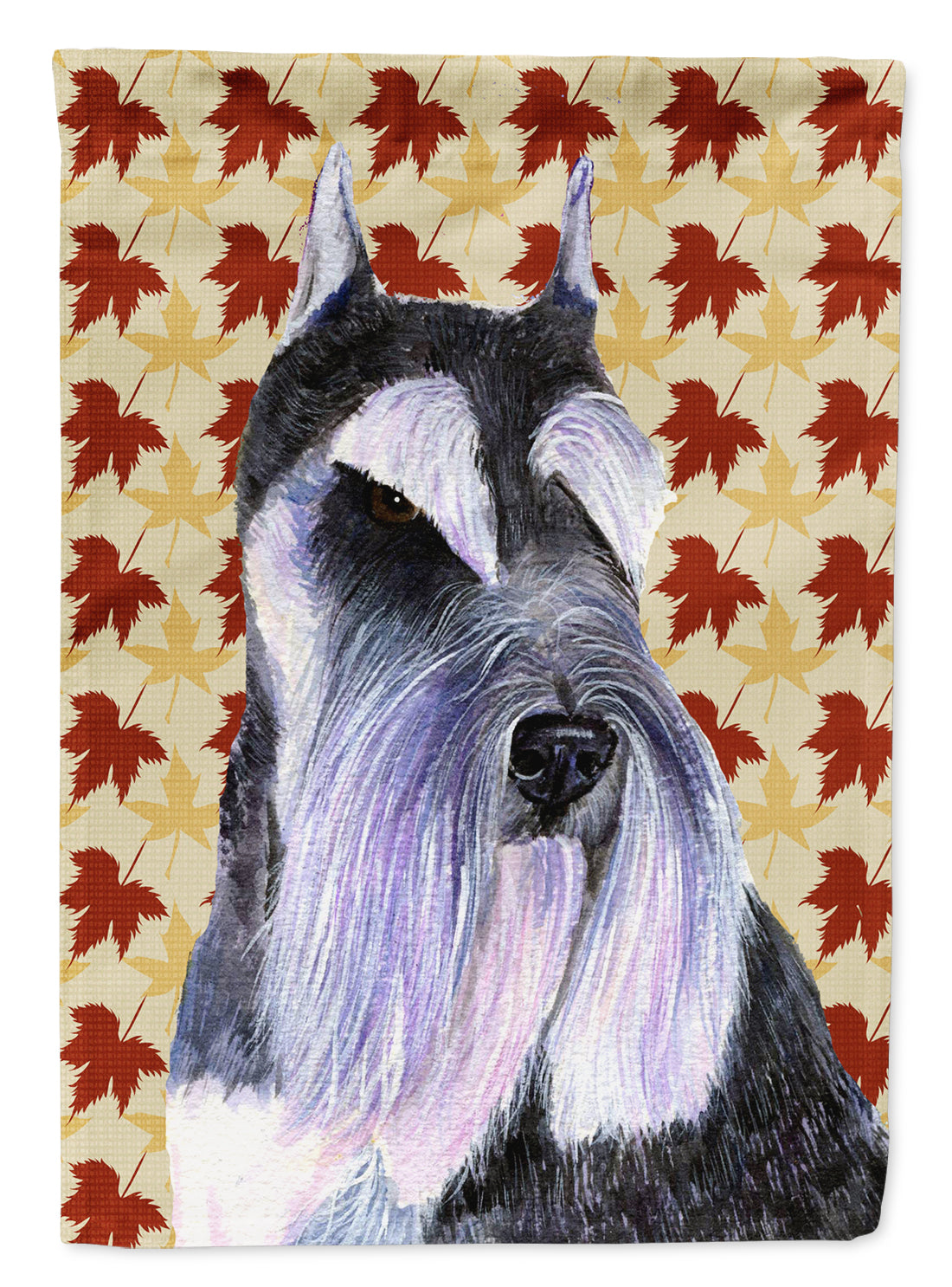 Schnauzer Fall Leaves Portrait House Flag 28x40 Porch Sleeve Pole Decorative Outside Yard Banner Artwork Wall Hanging, Polyester