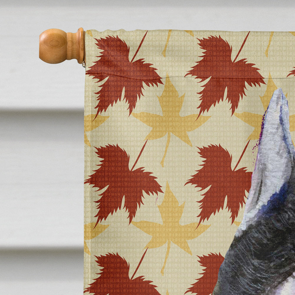 Schnauzer Fall Leaves Portrait House Flag 28x40 Porch Sleeve Pole Decorative Outside Yard Banner Artwork Wall Hanging, Polyester