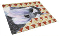 Schnauzer Fall Leaves Portrait Cutting Board Tempered Glass Kitchen Cutting Surface, Heat Resistant Chopping, Non-Slip Feet, Food Prep & Serving