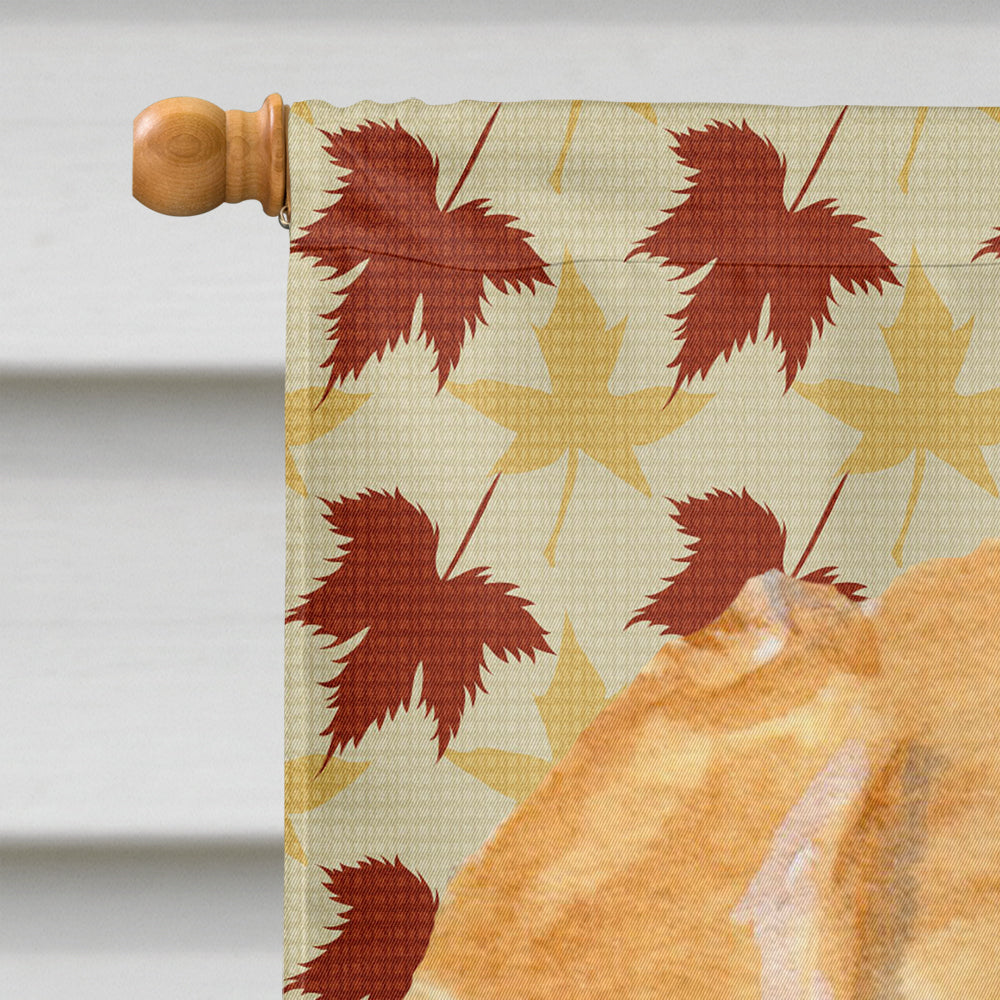 Golden Retriever Fall Leaves Portrait House Flag 28x40 Porch Sleeve Pole Decorative Outside Yard Banner Artwork Wall Hanging, Polyester