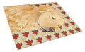 Golden Retriever Fall Leaves Portrait Cutting Board Tempered Glass Kitchen Cutting Surface, Heat Resistant Chopping, Non-Slip Feet, Food Prep & Serving
