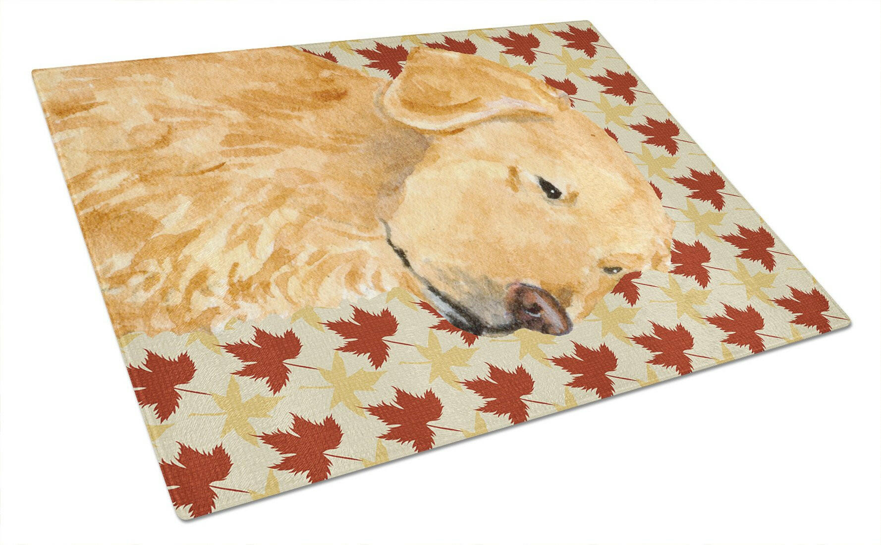Golden Retriever Fall Leaves Portrait Cutting Board Tempered Glass Kitchen Cutting Surface, Heat Resistant Chopping, Non-Slip Feet, Food Prep & Serving