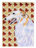 Borzoi Fall Leaves Portrait House Flag 28x40 Porch Sleeve Pole Decorative Outside Yard Banner Artwork Wall Hanging, Polyester