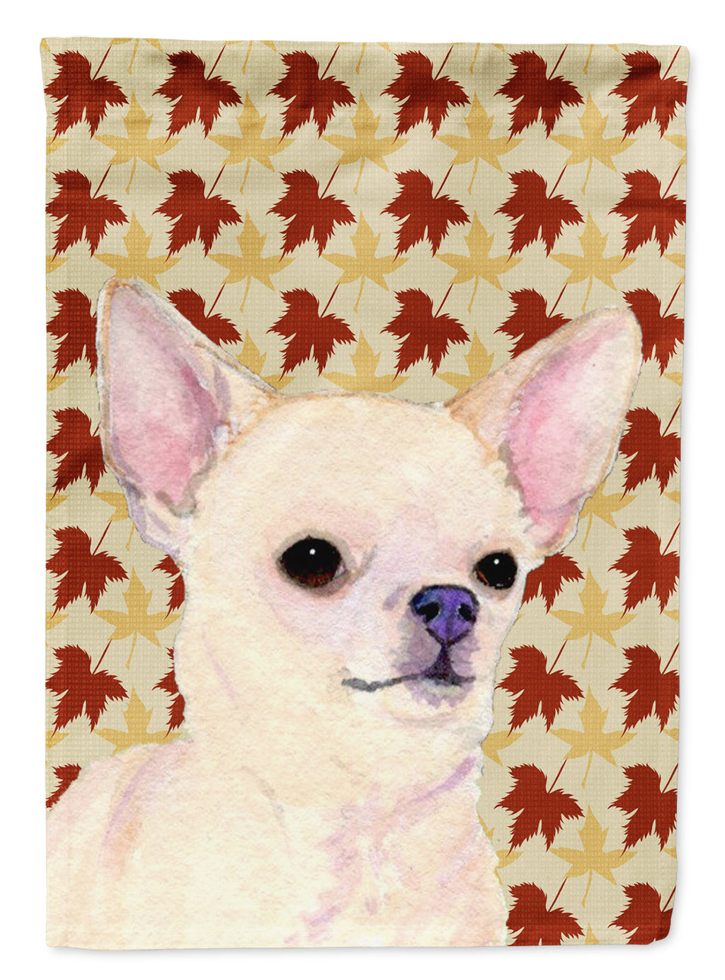 Chihuahua Fall Leaves Portrait House Flag 28x40 Porch Sleeve Pole Decorative Outside Yard Banner Artwork Wall Hanging, Polyester